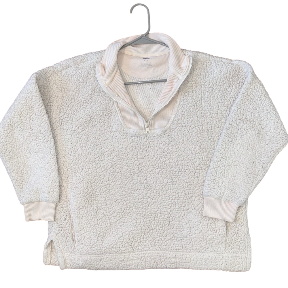 Aerie Sherpa Quarter Zip Pullover Oversized Teddy Fleece Cozy Sweatshirt Small - Picture 7 of 7